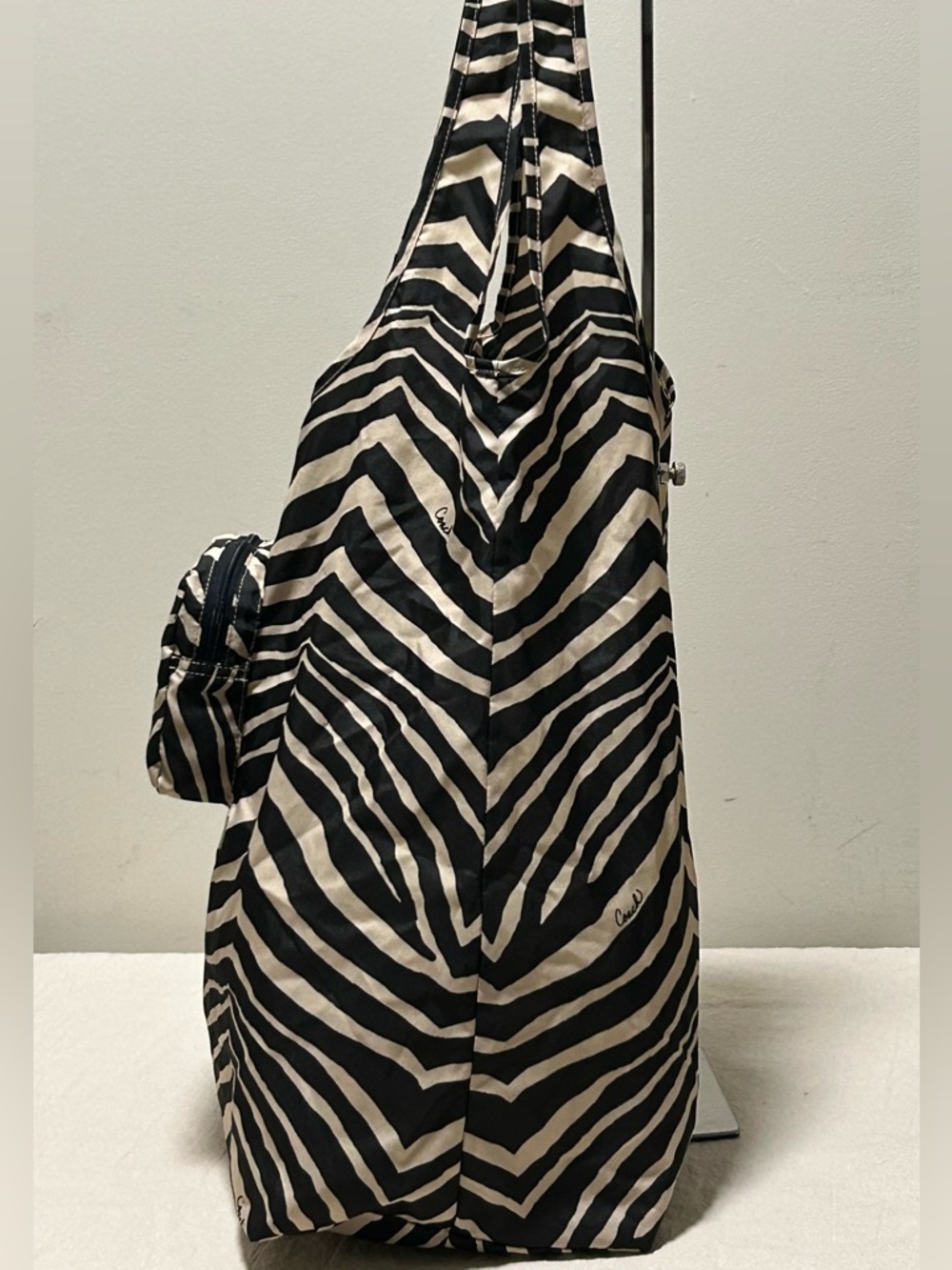 COACH Poppy Animal Print Nylon Folding Tote Bag - Picture 6 of 8